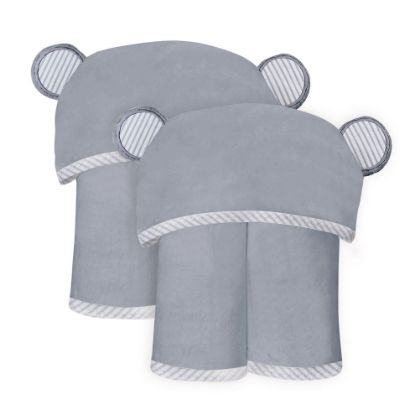 Picture of SWEET DOLPHIN 2 Pack Hooded Baby Towel, 100% Rayon Made from Bamboo, Baby Bath Towel with Hood for Babies, Infant, Toddler and Kids, Large 35 x 35 inch - Grey
