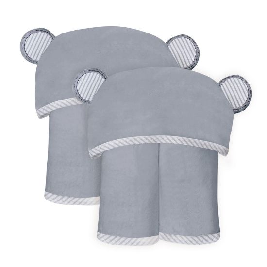 Picture of SWEET DOLPHIN 2 Pack Hooded Baby Towel, 100% Rayon Made from Bamboo, Baby Bath Towel with Hood for Babies, Infant, Toddler and Kids, Large 35 x 35 inch - Grey