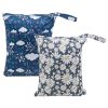 Picture of ALVABABY 2pcs Cloth Diaper Wet Dry Bags Waterproof Reusable with Two Zippered Pockets Travel Beach Pool Daycare Soiled Baby Items Yoga Gym Bag for Swimsuits or Wet Clothes L12208
