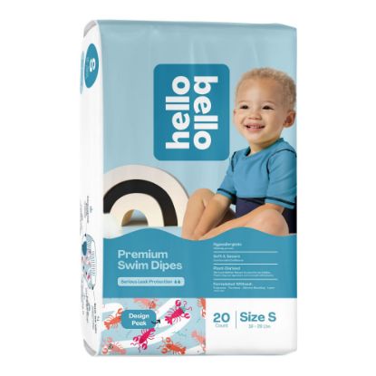 Picture of Hello Bello Premium Swim Diapers, Size S (16-28 lbs), Cute Extra-Bright Lobster Designs, 20 Count Jumbo Pack