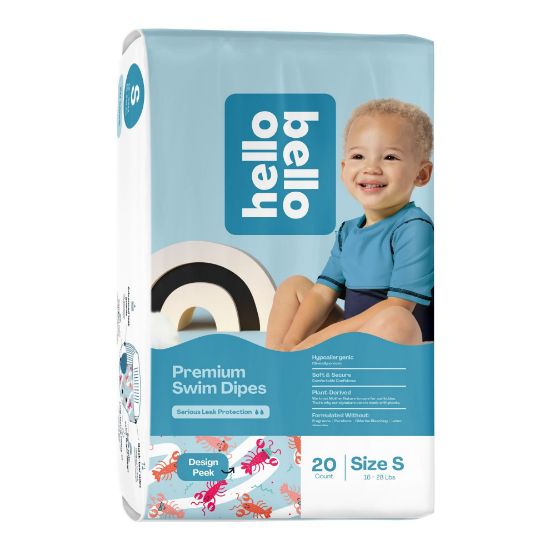 Picture of Hello Bello Premium Swim Diapers, Size S (16-28 lbs), Cute Extra-Bright Lobster Designs, 20 Count Jumbo Pack