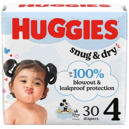 Picture of Huggies Size 4 Diapers, Snug & Dry Baby Diapers, Size 4 (22-37 lbs), 30 Count, Packaging May Vary
