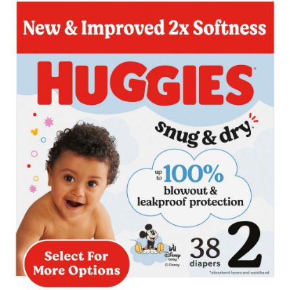 Picture of Huggies Size 2 Diapers, Snug & Dry Baby Diapers, Size 2 (12-18 lbs), 38 Count, Packaging May Vary