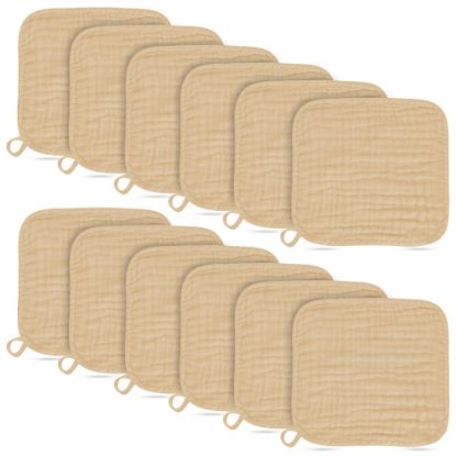Picture of Baby Washcloths -100% Cotton Muslin Soft Baby Bath Wash Cloths and Absorbent Baby Wipes for Newborns Kids Girls and Boys - 12 Pack, 12x12 Inches - Brown