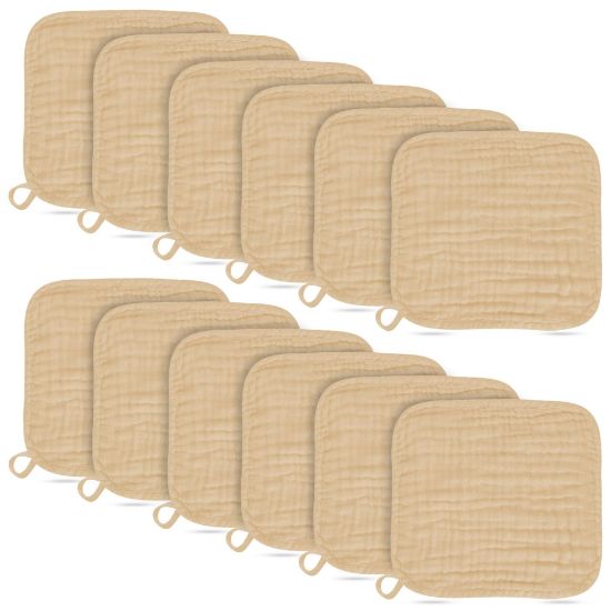 Picture of Baby Washcloths -100% Cotton Muslin Soft Baby Bath Wash Cloths and Absorbent Baby Wipes for Newborns Kids Girls and Boys - 12 Pack, 12x12 Inches - Brown