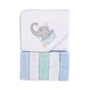 Picture of Luvable Friends Unisex Baby Hooded Towel with Five Washcloths, Elephant Bath, One Size