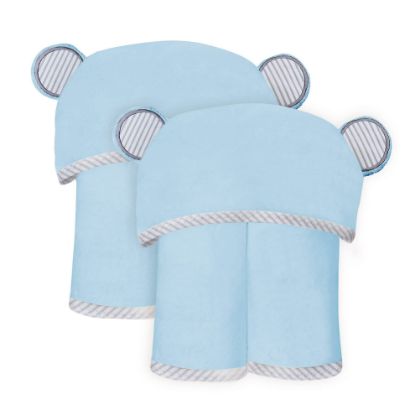 Picture of SWEET DOLPHIN 2 Pack Hooded Baby Towel, 100% Rayon Made from Bamboo, Baby Bath Towel with Hood for Babies, Infant, Toddler and Kids, Large 35 x 35 inch - Blue
