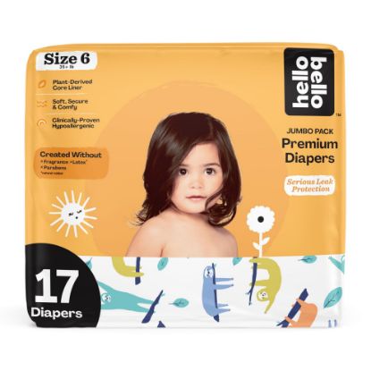 Picture of Hello Bello Premium Baby Diapers Size 6, 17 Count of Disposable, Extra-Absorbent, Hypoallergenic Baby Diapers with Snug and Comfort Fit, Sleepy Sloth
