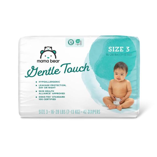 Picture of Amazon Brand - Mama Bear Gentle Touch Diapers, Hypoallergenic, Size 3, 42 Count, White