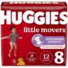 Picture of Huggies Size 8 Diapers, Little Movers Baby Diapers, Size 8 (46+ lbs), 12 Ct, Packaging May Vary