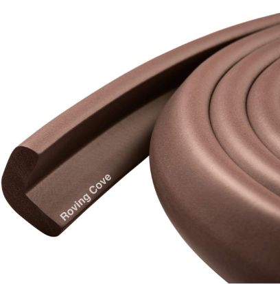 Picture of Roving Cove HeftyFit Edge Protector for Baby Proofing (6ft Large Edge Only), Heavy-Duty Soft Rubber Foam Furniture Edge Bumper Guards, Desk Edge Cushion, Wall Corner Covers, 3M Adhesive, Coffee Brown