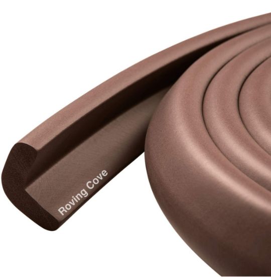 Picture of Roving Cove HeftyFit Edge Protector for Baby Proofing (6ft Large Edge Only), Heavy-Duty Soft Rubber Foam Furniture Edge Bumper Guards, Desk Edge Cushion, Wall Corner Covers, 3M Adhesive, Coffee Brown