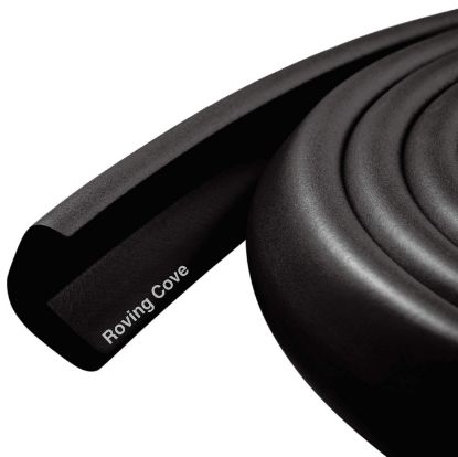 Picture of Roving Cove HeftyFit Edge Protector for Baby Proofing (6ft Large Edge Only), Heavy-Duty Soft Rubber Foam Furniture Edge Bumper Guards, Desk Edge Cushion, Wall Corner Covers, 3M Adhesive, Onyx Black