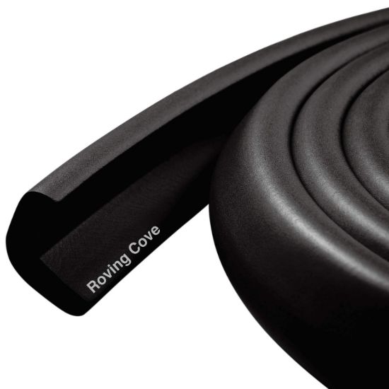 Picture of Roving Cove HeftyFit Edge Protector for Baby Proofing (6ft Large Edge Only), Heavy-Duty Soft Rubber Foam Furniture Edge Bumper Guards, Desk Edge Cushion, Wall Corner Covers, 3M Adhesive, Onyx Black