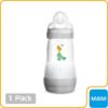 Picture of MAM Easy Start Anti-Colic Baby Bottle, Medium Flow, Breastfeeding-Like Silicone Nipple Bottle, Reduces Colic, Gas, & Reflux, Easy-to-Clean, BPA-Free, Vented Baby Bottles for Newborns, 2 Plus Months