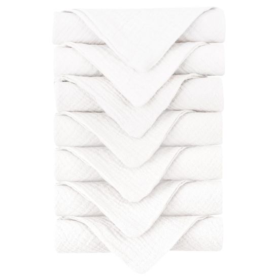 Picture of Konssy Baby Muslin Washcloths 7-Pack, 100% Cotton Baby Bath Washcloths, Soft & Absorbent Wash Cloths and Burp Cloths for Newborn Kids Girls & Boys, 11x11 inches