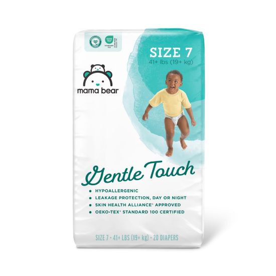 Picture of Amazon Brand - Mama Bear Gentle Touch Diapers, Hypoallergenic, Size 7, 20 Count, White