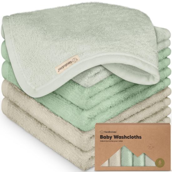 Picture of 6-Pack Baby Washcloths - Soft Viscose from Bamboo Washcloth, Baby Wash Cloths for Newborn, Kids, Bath Baby Towels, Face Towel, Face Cloths for Washing Face (Hills)