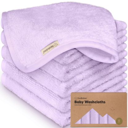 Picture of 6-Pack Baby Washcloths - Soft Viscose from Bamboo Washcloth, Baby Wash Cloths for Newborn, Kids, Bath Baby Towels, Face Towel,Face Cloths for Washing Face(Soft Lilac)