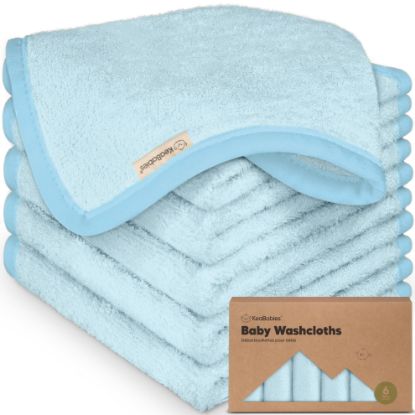 Picture of 6-Pack Baby Washcloths - Soft Viscose from Bamboo Washcloth, Baby Wash Cloths for Newborn, Kids, Bath Baby Towels, Face Towel,Face Cloths for Washing Face(Bravo Blue)