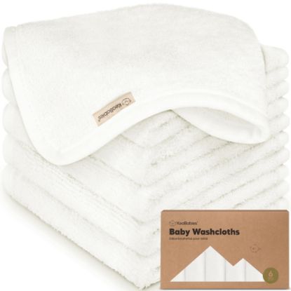Picture of 6-Pack Baby Washcloths - Soft Viscose from Bamboo Washcloth, Baby Wash Cloths for Newborn, Kids, Bath Baby Towels, Face Towel, Face Cloths for Washing Face (White)