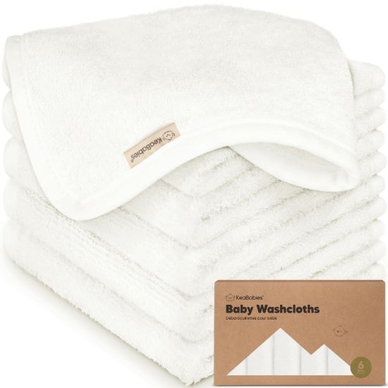 Picture of 6-Pack Baby Washcloths - Soft Viscose from Bamboo Washcloth, Baby Wash Cloths for Newborn, Kids, Bath Baby Towels, Face Towel, Face Cloths for Washing Face (White)