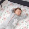 Picture of Pack n Play Stretchy Fitted Playard Sheet Set BROLEX 2 Pack Portable Mini Crib Sheets,Convertible Playard Mattress Cover,Ultra Soft Material,Pink Blossom