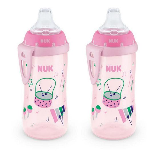 Picture of NUK Active Spill Proof Sippy Cup, 10 oz, 2 Pack, 8+ Months, Pink - BPA Free, Spill Proof Sippy Cup