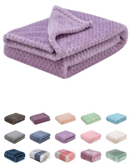 Picture of Fuzzy Blanket or Fluffy Blanket for Baby, Soft Warm Cozy Coral Fleece Toddler, Infant or Newborn Receiving Blanket for Crib, Stroller, Travel, Decorative (28Wx40L, XS-Lavender)