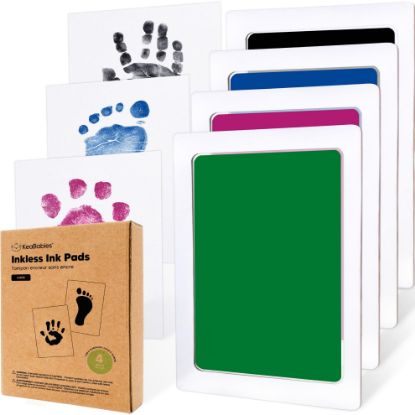 Picture of 4-Pack Inkless Hand and Footprint Kit - Ink Pad for Baby Hand and Footprints - Dog Paw Print Kit,Dog Nose Print Kit - Baby Footprint Kit, Clean Touch Baby Foot Printing Kit,Handprint Kit (Holidays, L)