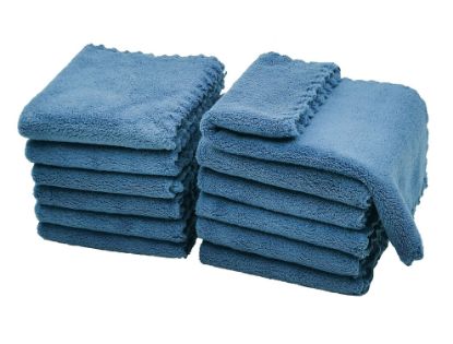 Picture of Kyapoo Baby Washcloths 12 Pack 12x12 Inches Microfiber Coral Fleece Extra Absorbent and Soft for Newborns, Infants and Toddlers-Navy Blue