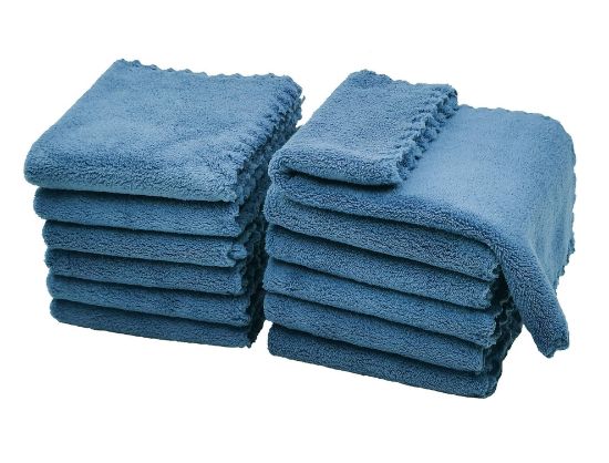 Picture of Kyapoo Baby Washcloths 12 Pack 12x12 Inches Microfiber Coral Fleece Extra Absorbent and Soft for Newborns, Infants and Toddlers-Navy Blue