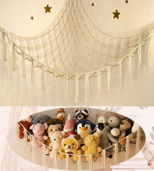 Picture of Stuffed Animal Storage Hammock Net - Toy Hammock Net for Stuffed Animals Corner - Hanging Stuff Animal Organizer Holder Large Size Baby Nursery Room Decor