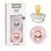 Picture of BIBS Pacifiers Colour Collection | Natural Rubber Baby Pacifier | Set of 2 BPA-Free Soothers | Made in Denmark | 0+ Months (Pack of 2) | Blossom/Haze
