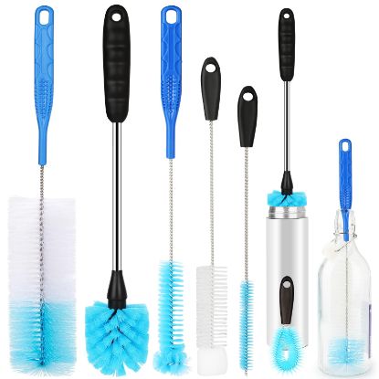 Picture of AnDocK 6 Pack Bottle Brush Narrow Neck Cleaning Set, Long Handle Stainless Steel Water Bottle Cleaner Brush for Washing Beer Bottle, Wine Decanter, Cup, Pipes Sinks, Straw, Cup Cover.