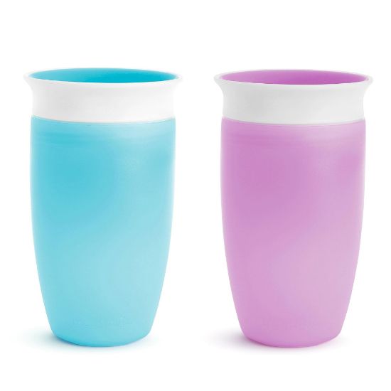 Picture of Munchkin Sippy Cups for Toddlers 1-3, Spill Proof Miracle 360 Cup, 10 Ounce, 2 Pack, Blue/Purple