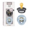 Picture of BIBS Pacifiers Colour Collection | Natural Rubber Baby Pacifier | Set of 2 BPA-Free Soothers | Made in Denmark | 0+ Months (Pack of 2) | Baby Blue/Iron