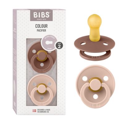 Picture of BIBS Pacifiers Colour Collection | Natural Rubber Baby Pacifier | Set of 2 BPA-Free Soothers | Made in Denmark | 6+ Months (Pack of 2) | Woodchuck/Blush