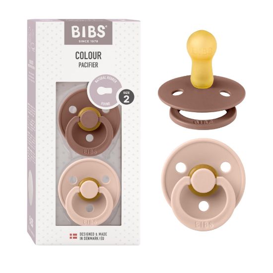 Picture of BIBS Pacifiers Colour Collection | Natural Rubber Baby Pacifier | Set of 2 BPA-Free Soothers | Made in Denmark | 6+ Months (Pack of 2) | Woodchuck/Blush
