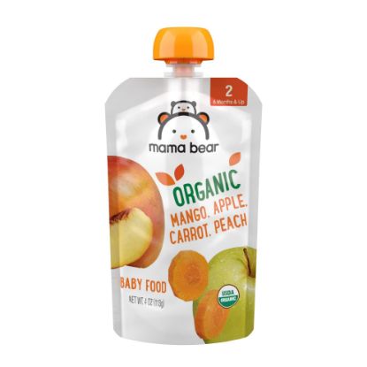 Picture of Amazon Brand - Mama Bear Organic Baby Food, Stage 2, Mango, Apple, Carrot, Peach, 4 ounce (Pack of 12)