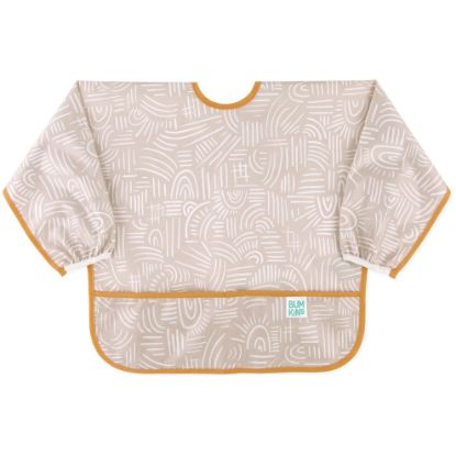 Picture of Bumkins Sleeved Bib for Girl or Boy, Baby and Toddler for 6-24 Mos, Essential Must Have for Eating, Feeding, Baby Led Weaning Supplies, Long Sleeve Mess Saving Food Catcher, Soft Fabric, Boho Beige
