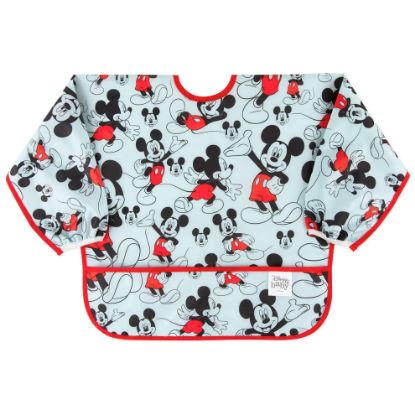 Picture of Bumkins Disney Bibs, Baby and Toddler Girls and Boys 6-24 Months, Long Sleeve, Essential Must Have for Eating, Feeding, Mess Saving Lightweight Waterproof Fabric Sleeved Smock, Mickey Mouse Classic