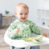 Picture of Bumkins Sleeved Bib for Girl or Boy, Baby and Toddler for 6-24 Mos, Essential Must Have for Eating, Feeding, Baby Led Weaning Supplies, Long Sleeve Mess Saving Food Catcher, Soft Fabric, Llama Green