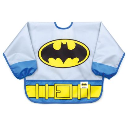 Picture of Bumkins Sleeved Bib for Girl or Boy, Baby and Toddler for 6-24 Mos, Essential Must Have for Eating, Feeding, Baby Led Weaning Supplies, Long Sleeve Mess Saving Food Catcher, Batman DC Comics