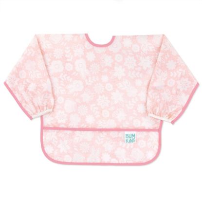 Picture of Bumkins Sleeved Bib for Girl or Boy, Baby and Toddler for 6-24 Mos, Essential Must Have for Eating, Feeding, Baby Led Weaning Supplies, Long Sleeve Mess Saving Food Catcher, Soft Fabric, Lace Pink
