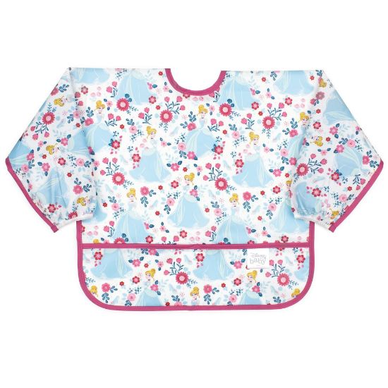 Picture of Bumkins Disney Bibs, Baby and Toddler Girls and Boys 6-24 Months, Long Sleeve, Essential Must Have for Eating, Feeding, Mess Saving Lightweight Waterproof Fabric Sleeved Smock, Cinderella