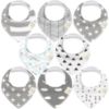Picture of 8-Pack Organic Baby Bandana Bibs for Girls - Super Absorbent Triangle Baby Bibs for Drooling and Teething Infant, 100% Cotton Extra Soft for Newborn, Infant 0-36 Months (Grayscape)