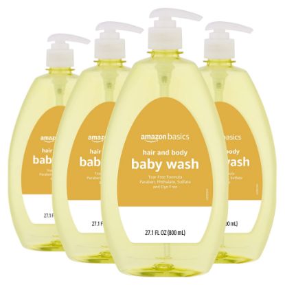 Picture of Amazon Basics Tear-Free Baby Hair and Body Wash, 27.1 Fluid Ounce, Lightly Scented, 4-Pack (Previously Solimo)