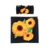 Picture of Galabloomer Newborn Receiving Blanket Headband Set Flower Print Baby Swaddle Blankets Sunflower