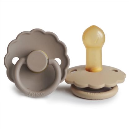 Picture of FRIGG Daisy Natural Rubber Baby Pacifier | Made in Denmark | BPA-Free (Croissant/Portobello, 6-18 Months) 2-Pack